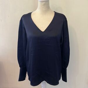 Rachel Zoe deep blue long sleeve blouse Size XS NWOT